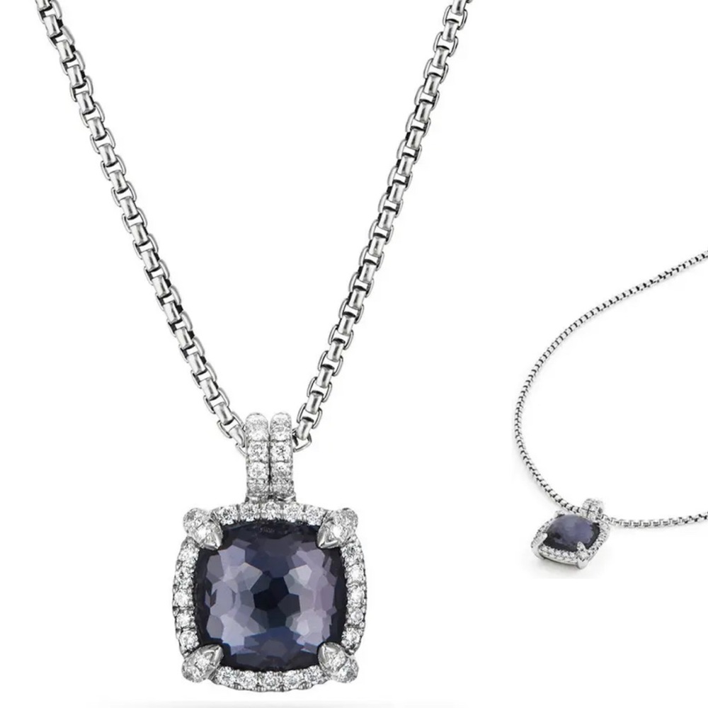 David Yurman Chatelaine® Pavé Bezel Pendant Necklace with Black Orchid